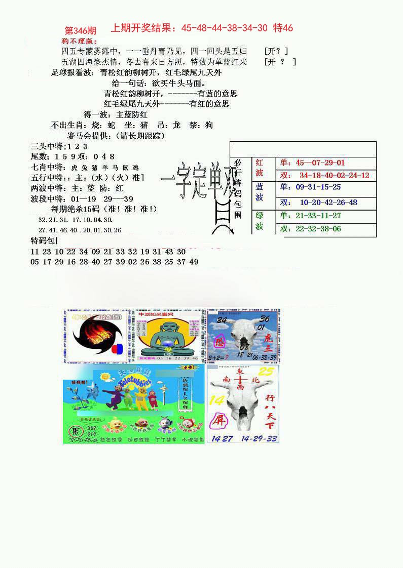2024346期狗不理特码报