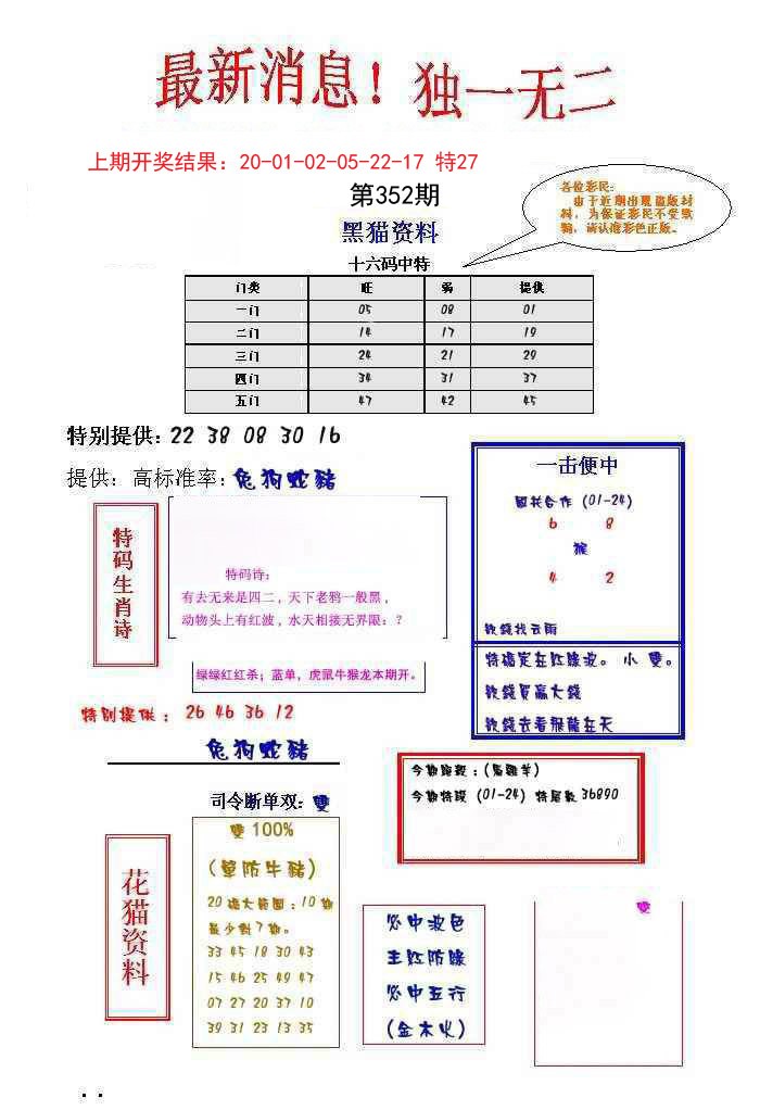 2024352期独一无二