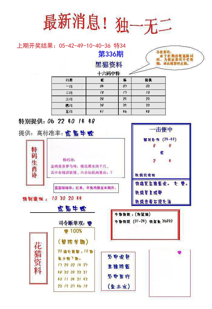 2024336期独一无二