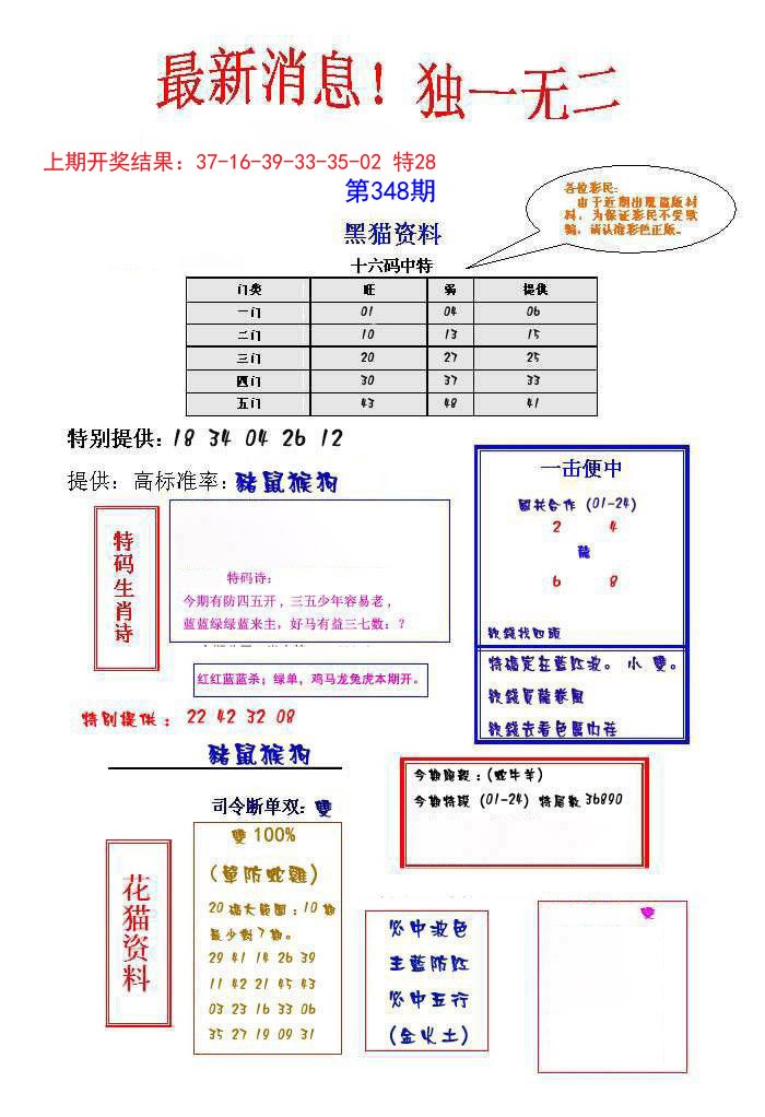 2024348期独一无二