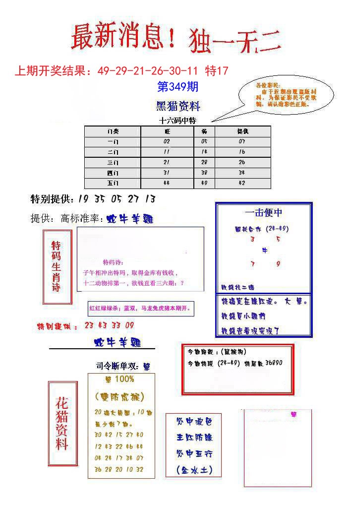 2024349期独一无二