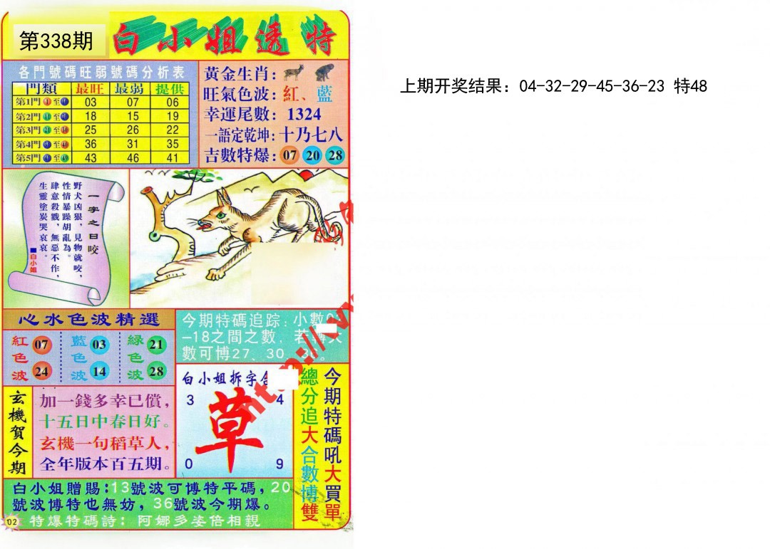 2024338期白小姐透特