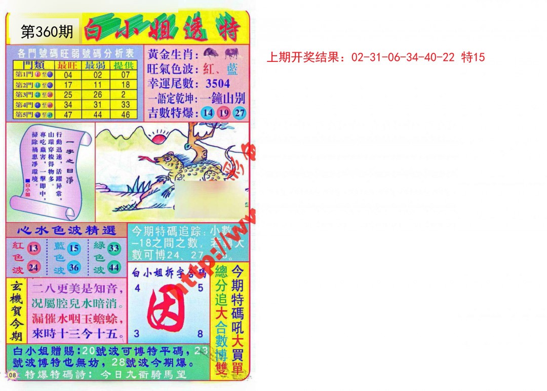 2024360期白小姐透特