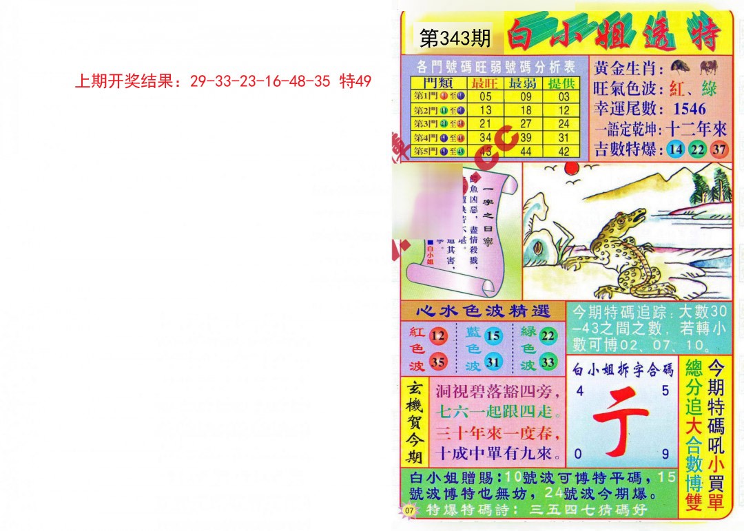 2024343期白小姐透特