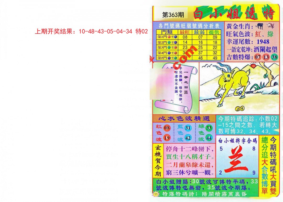 2024363期白小姐透特