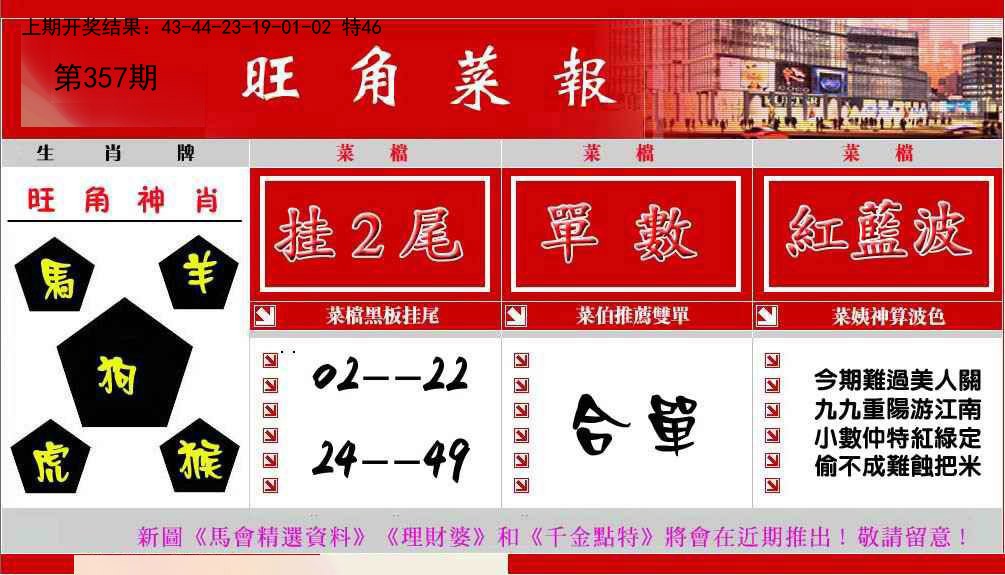 2024357期旺角菜报