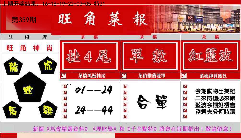 2024359期旺角菜报