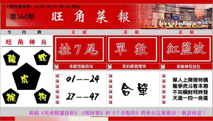2024364期旺角菜报