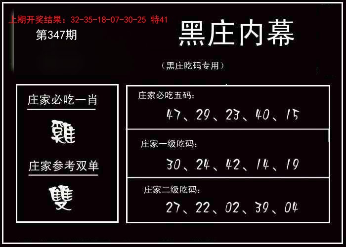 2024347期黑庄内幕