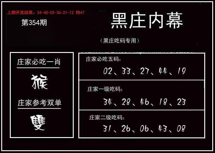 2024354期黑庄内幕