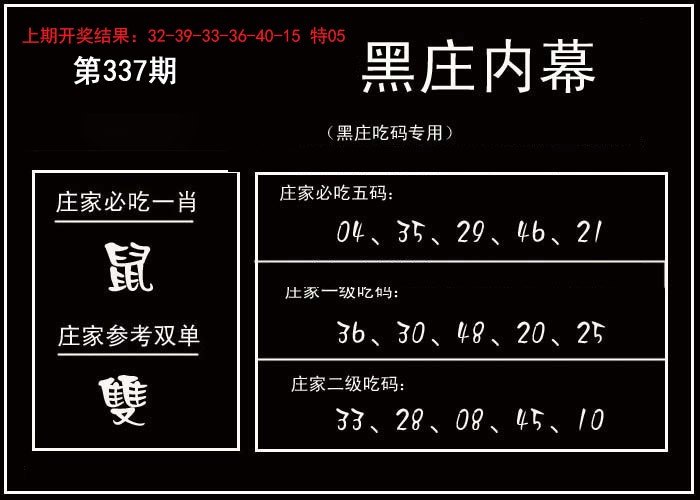 2024337期黑庄内幕