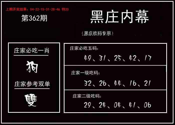 2024362期黑庄内幕