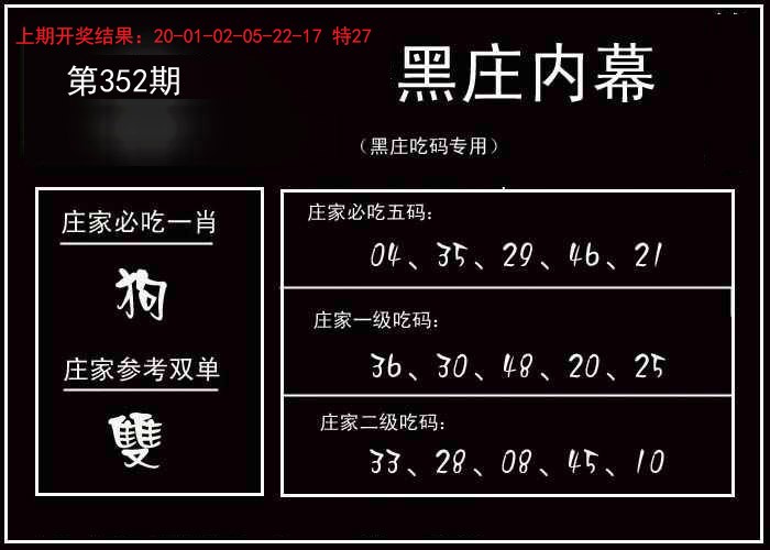 2024352期黑庄内幕