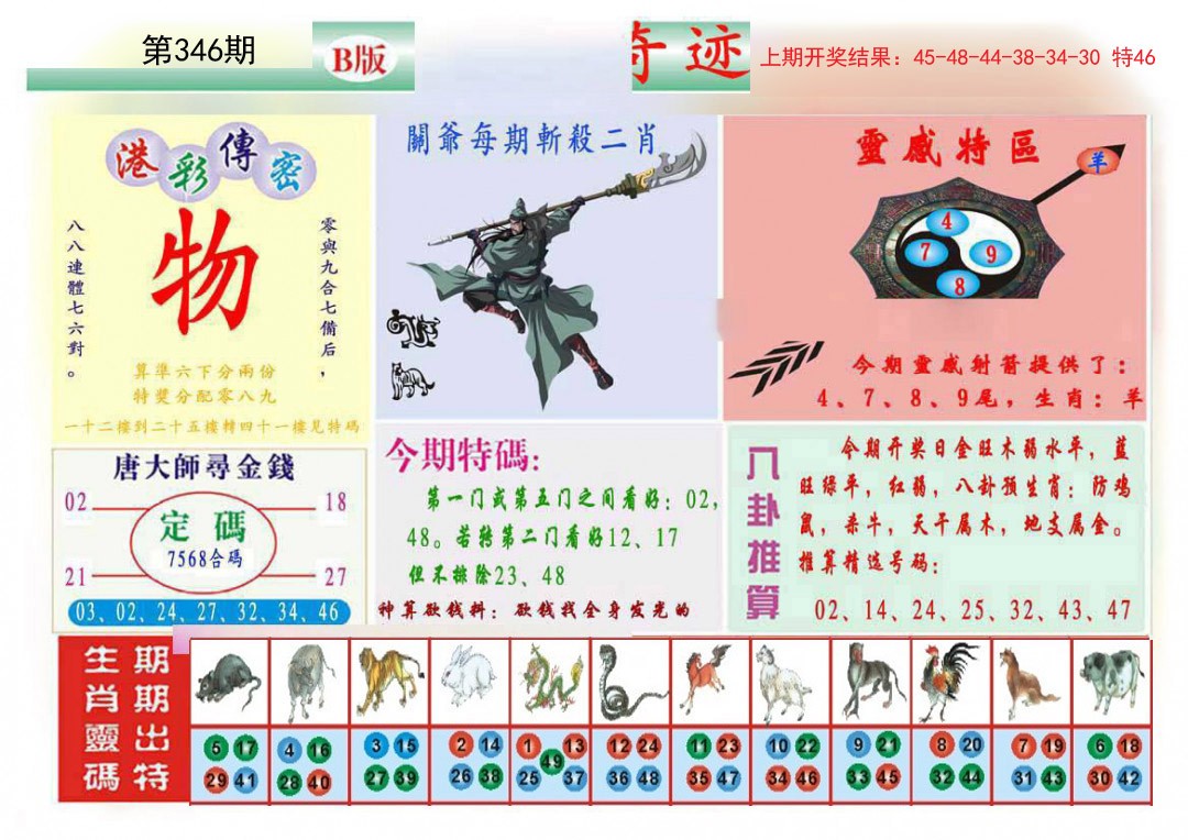 2024346期九龍奇迹B(推荐)