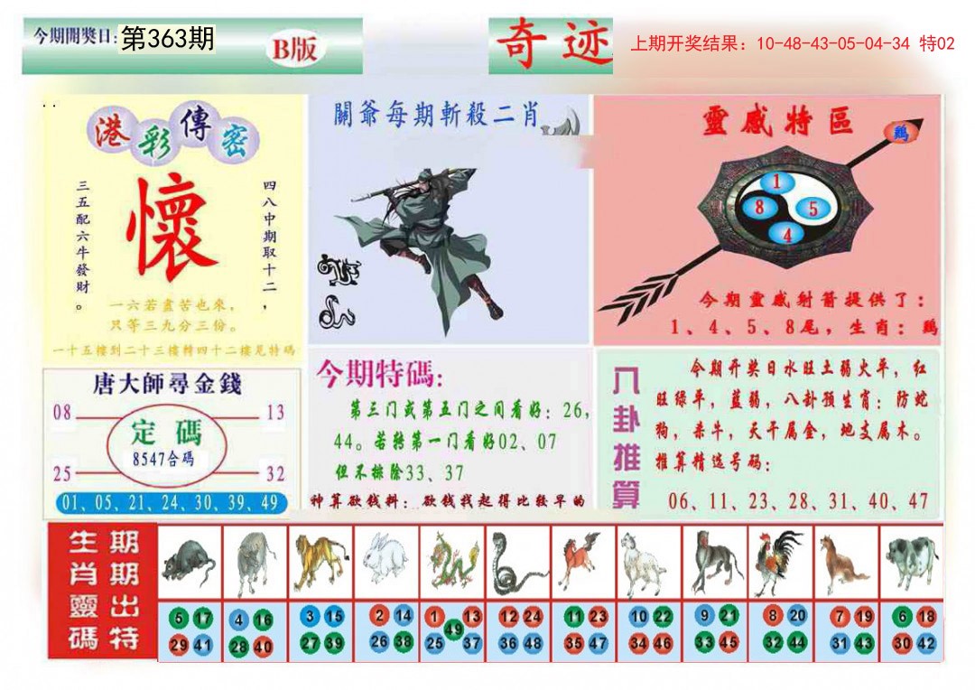 2024363期九龍奇迹B(推荐)