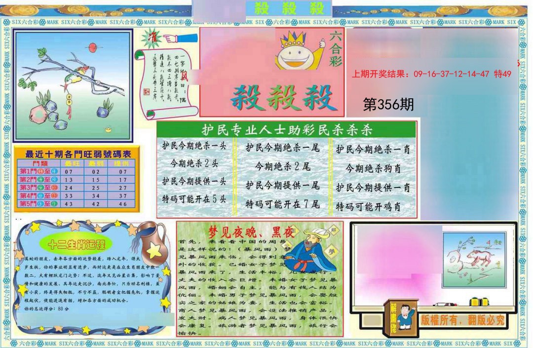 2024356期九龍杀杀杀A(推荐)