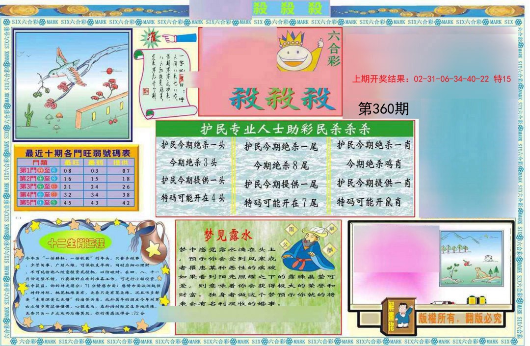 2024360期九龍杀杀杀A(推荐)