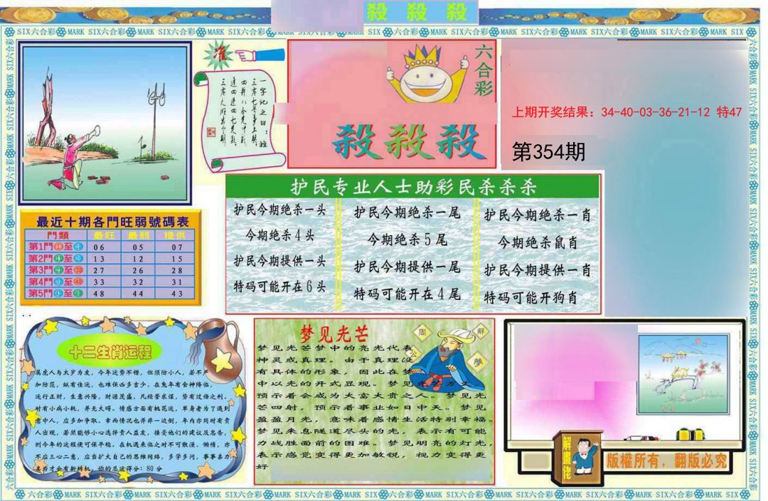 2024354期九龍杀杀杀A(推荐)