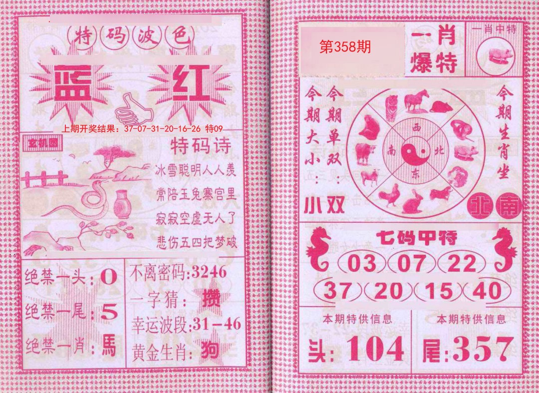 2024358期一肖爆特