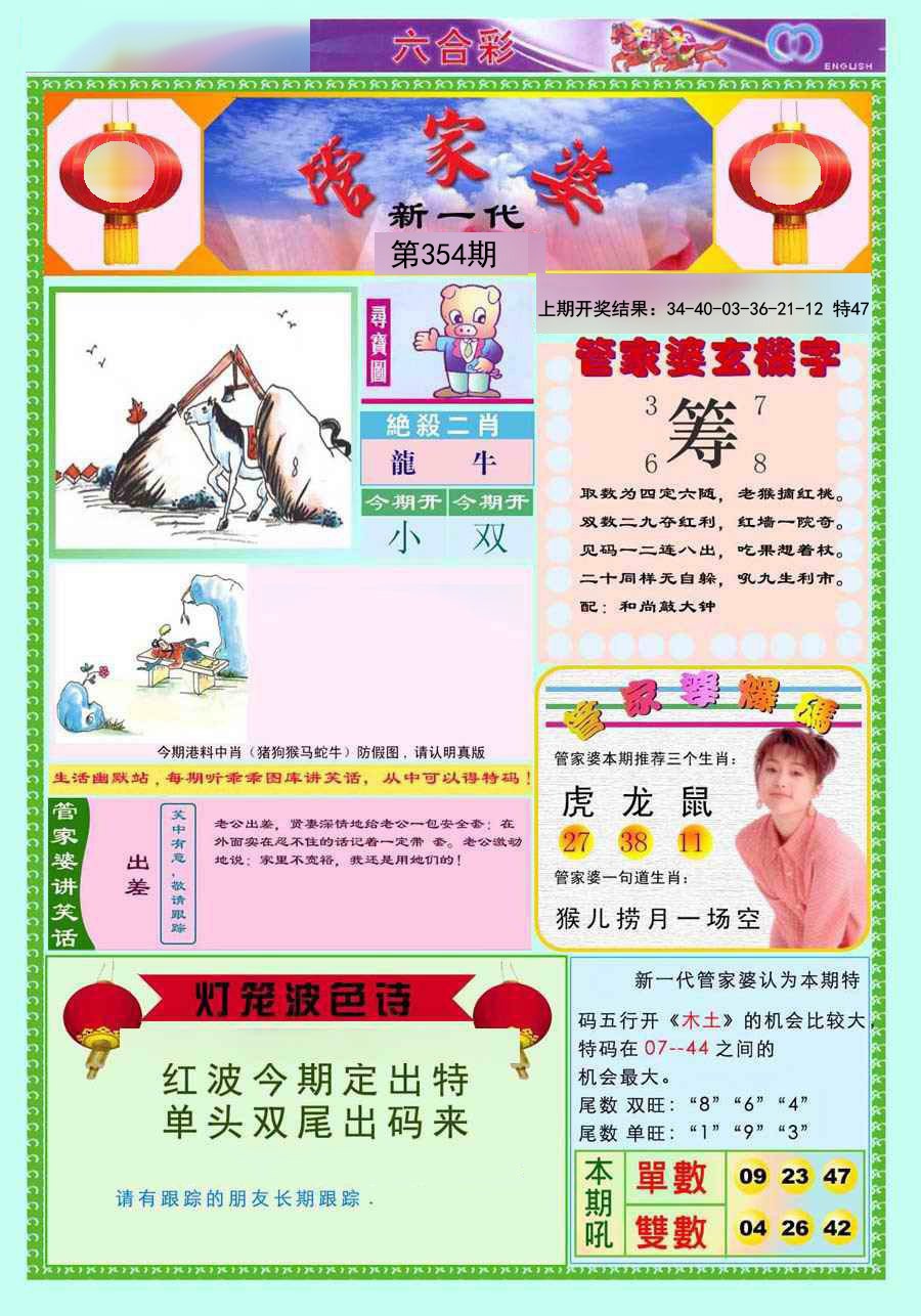 2024354期新一代管家婆