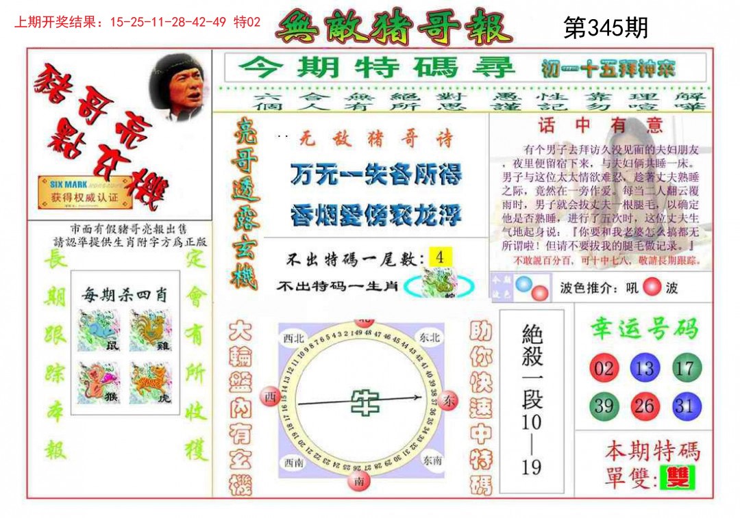 2024345期无敌猪哥