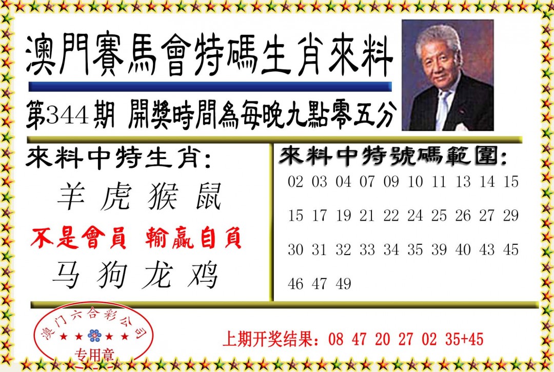 2024344期特码生肖来料