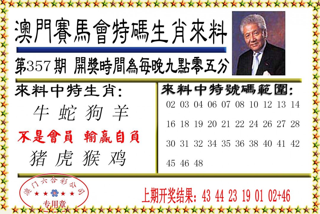 2024357期特码生肖来料