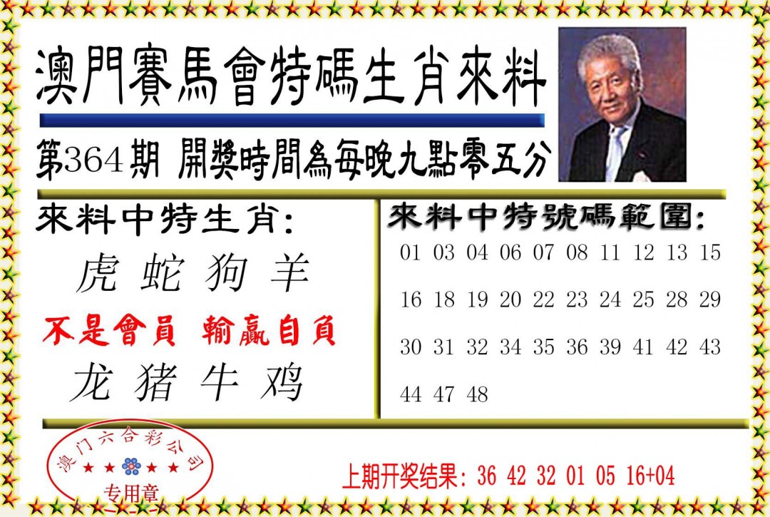 2024364期特码生肖来料