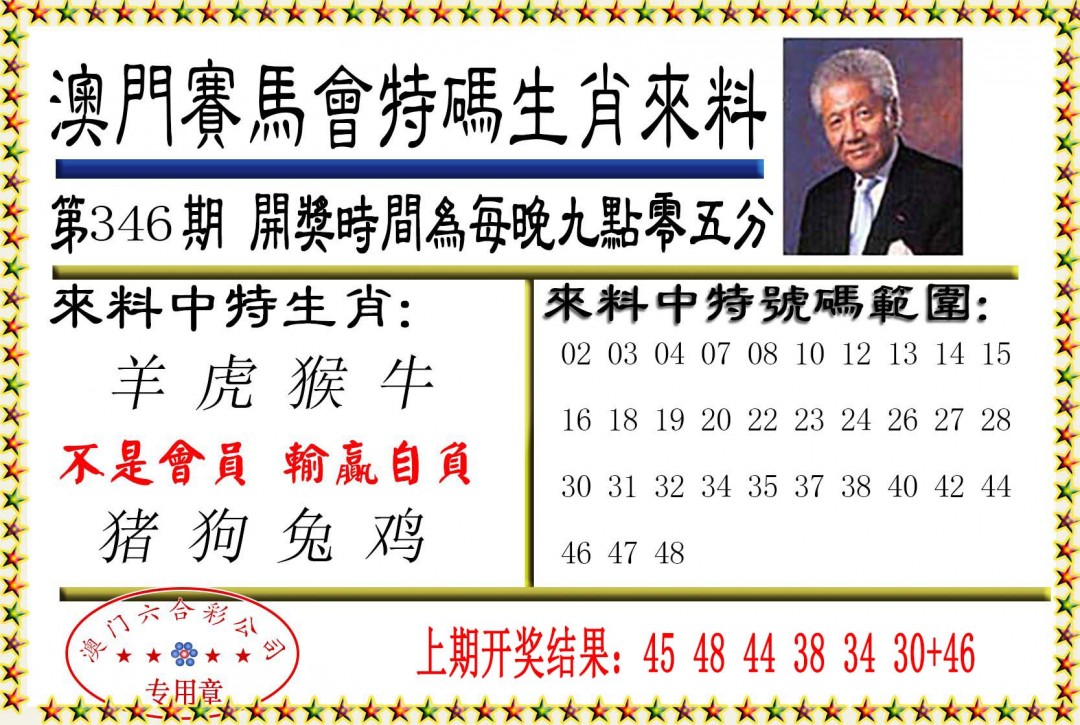 2024346期特码生肖来料