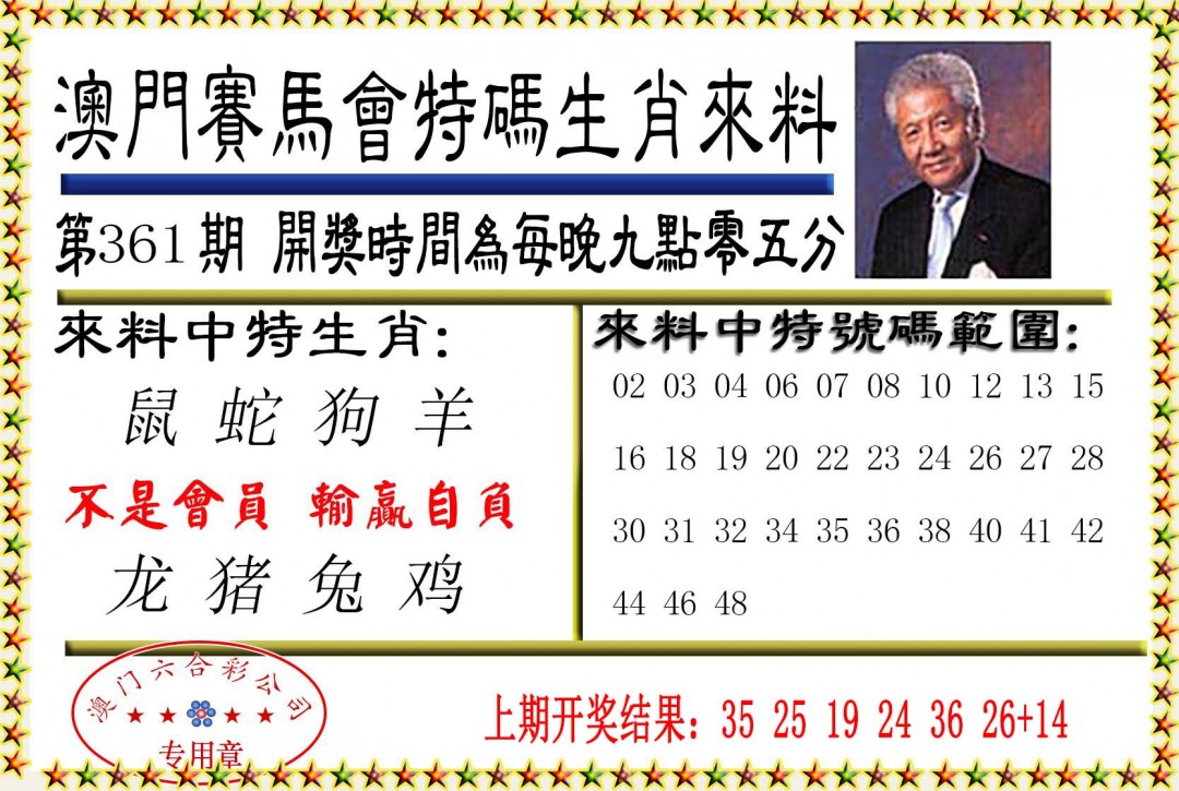 2024361期特码生肖来料