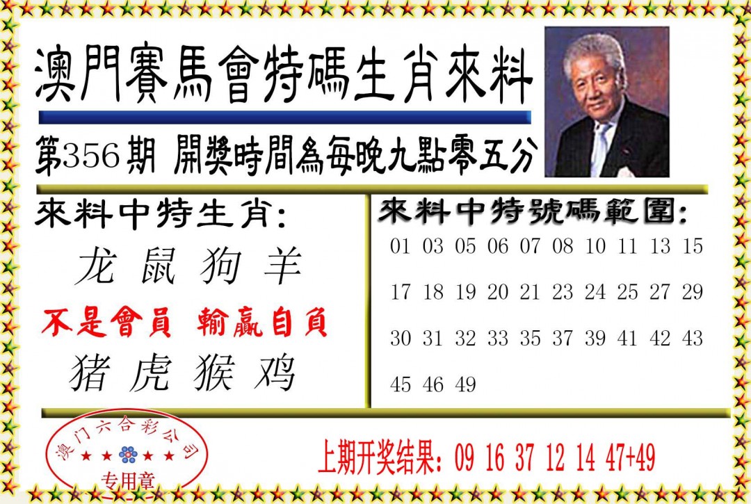 2024356期特码生肖来料