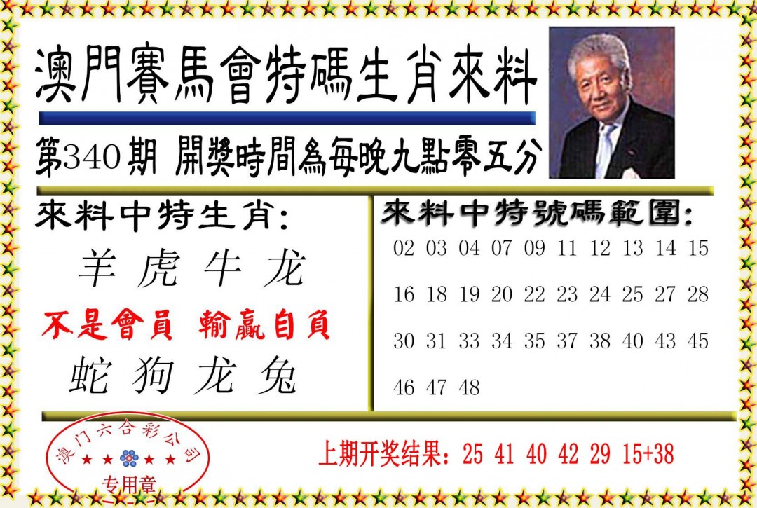 2024340期特码生肖来料