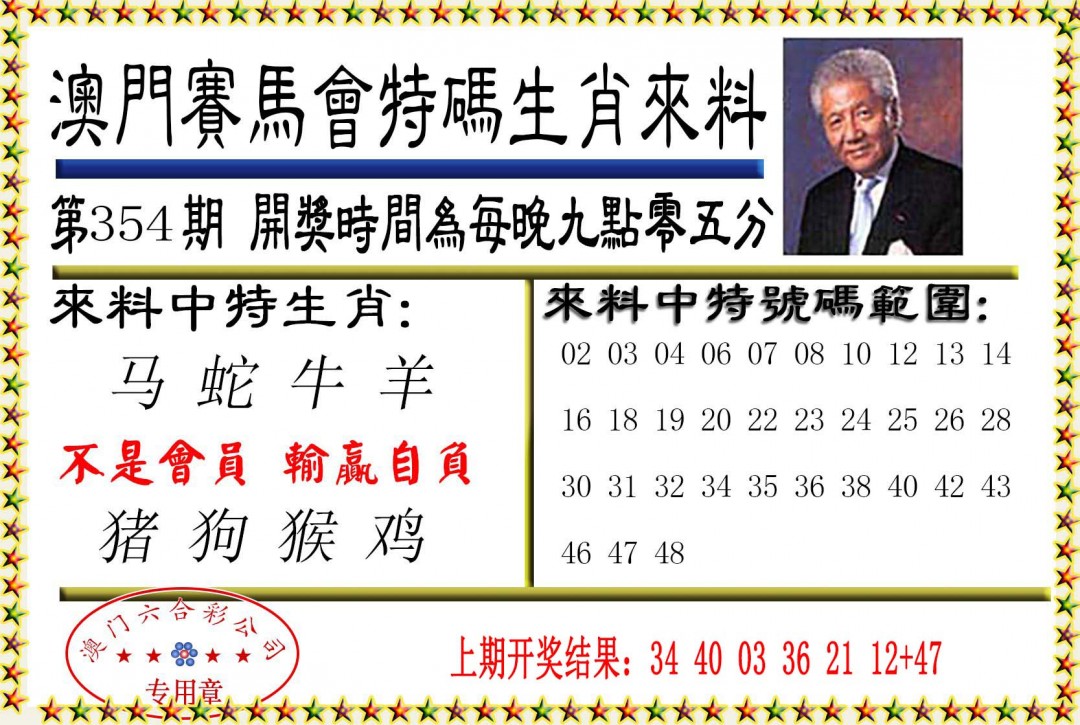 2024354期特码生肖来料