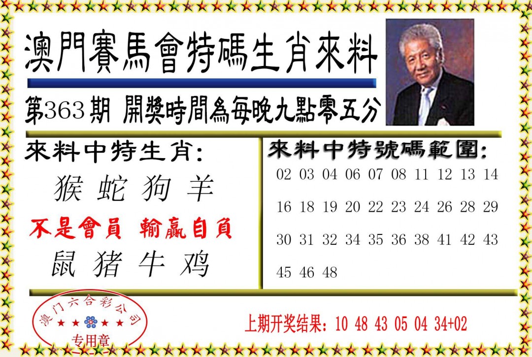 2024363期特码生肖来料