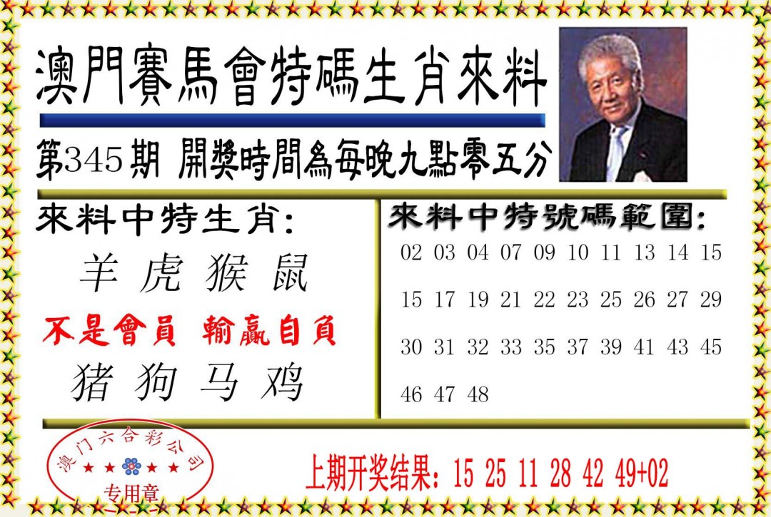 2024345期特码生肖来料