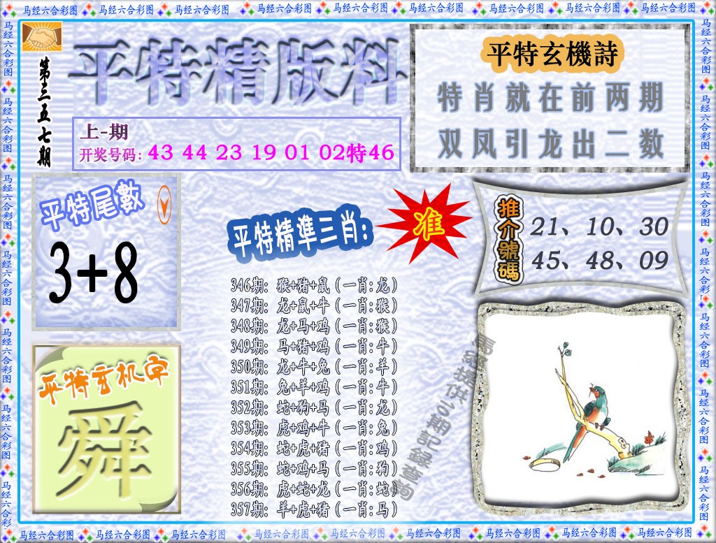 2024357期平特精版料