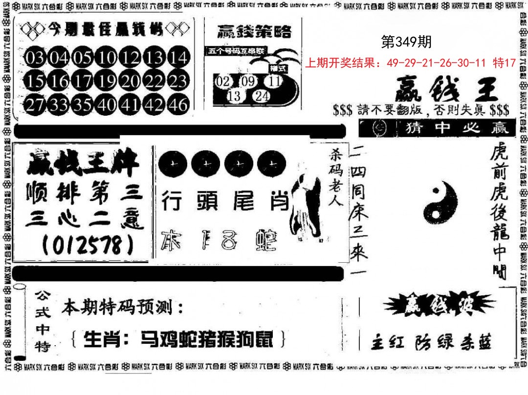 2024349期赢钱料