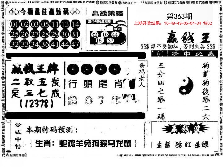 2024363期赢钱料