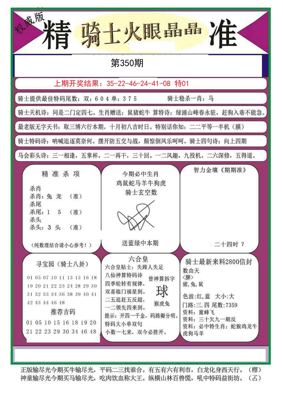 2024350期骑士火眼晶晶a