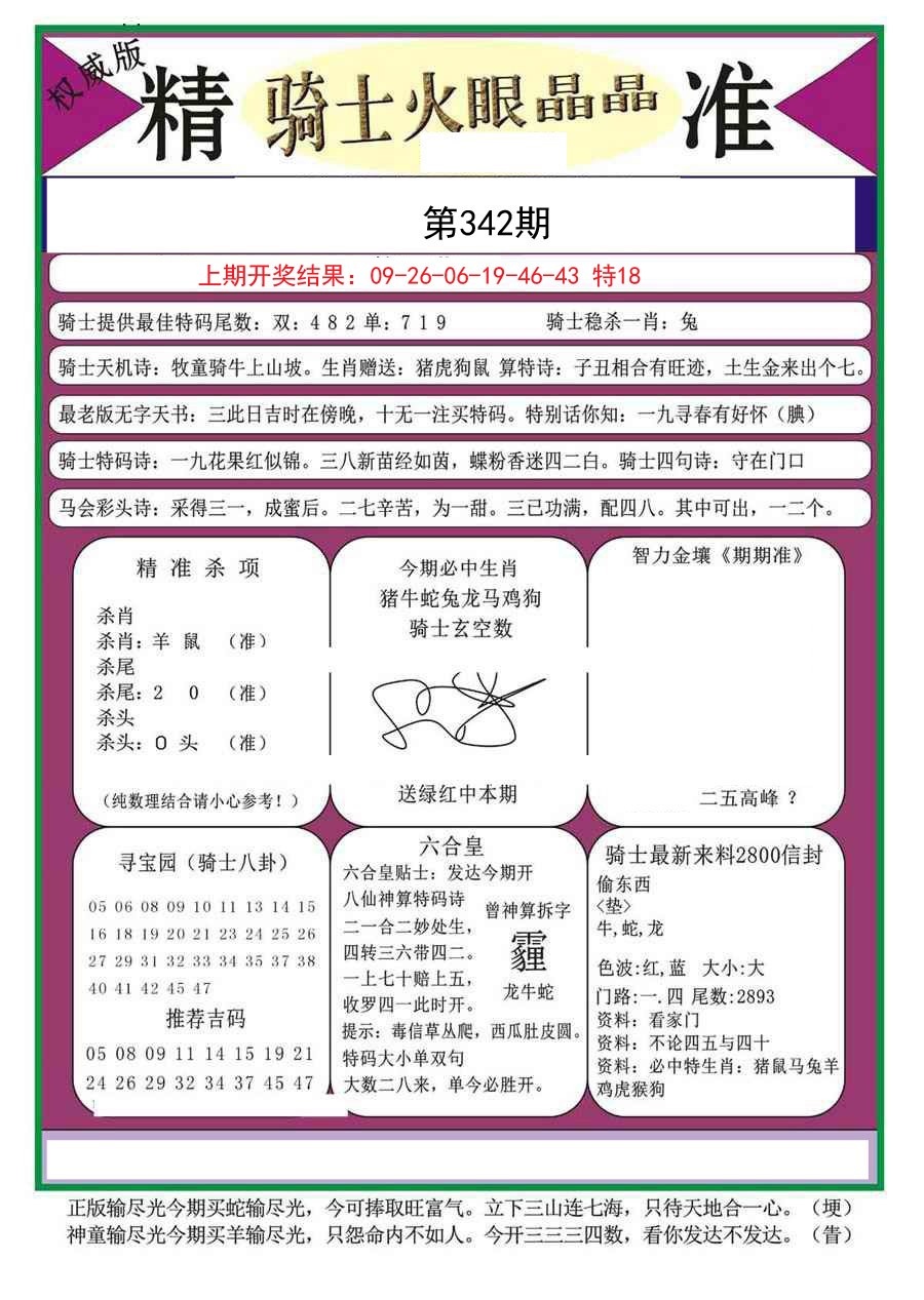 2024342期骑士火眼晶晶a