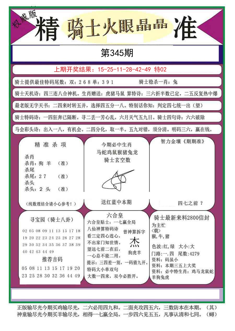 2024345期骑士火眼晶晶a