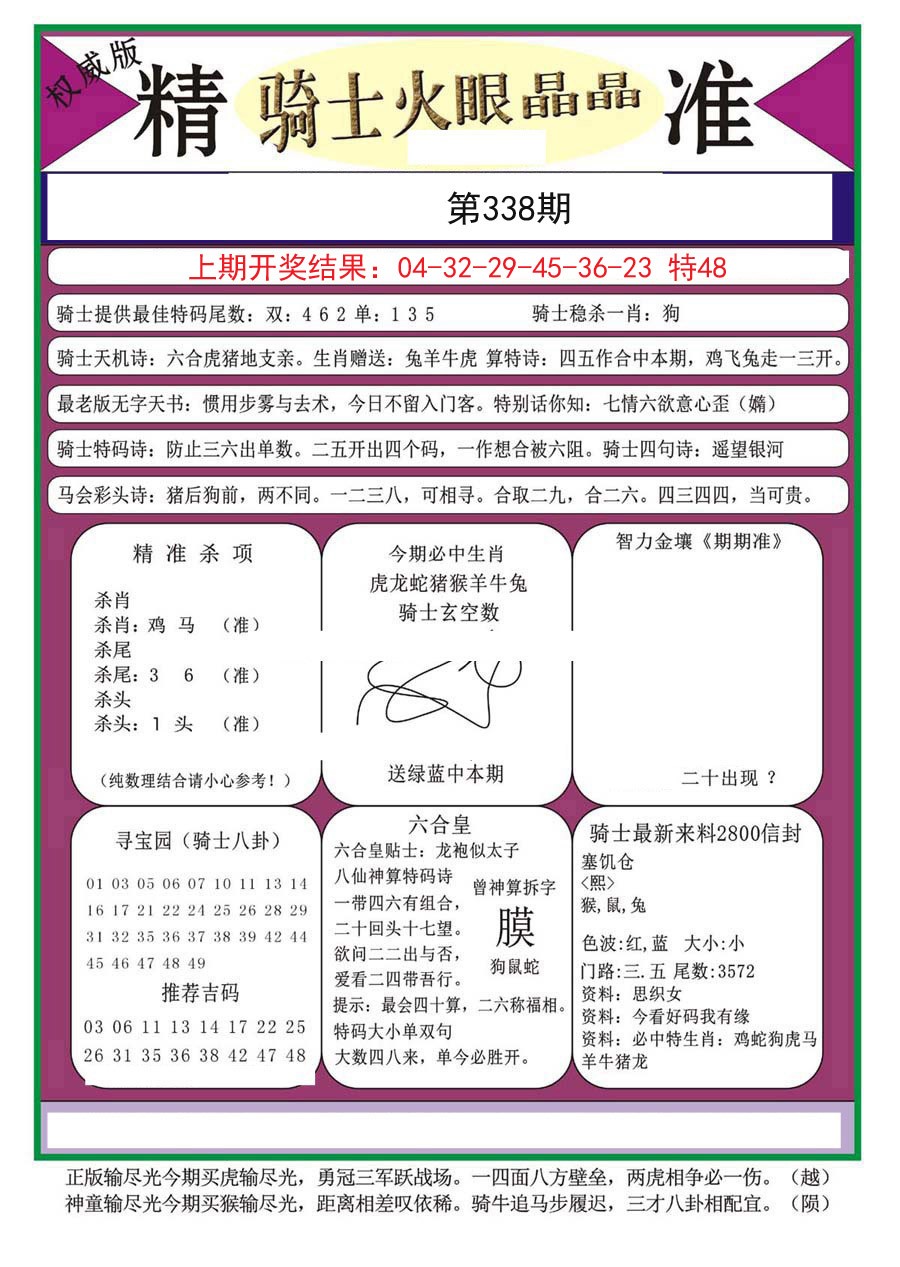 2024338期骑士火眼晶晶a