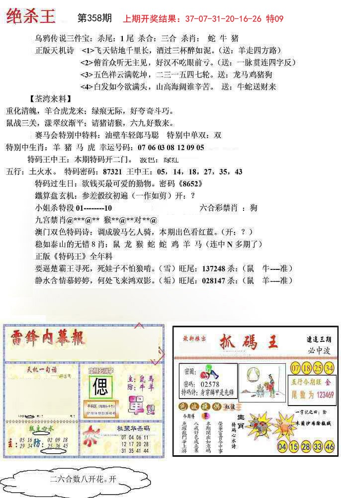 2024358期蓝天报(绝杀王)