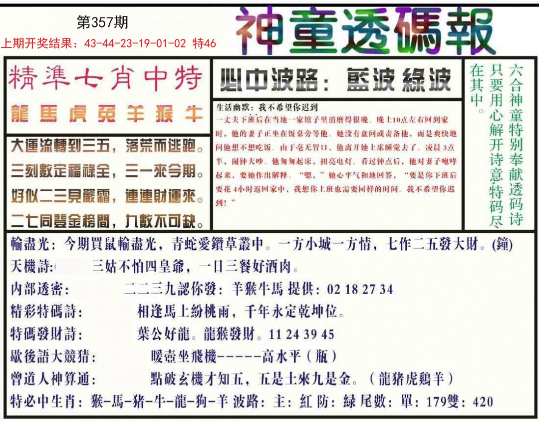 2024357期神童透码报