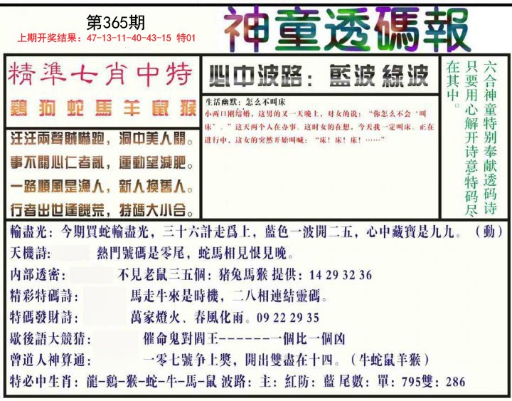 2024365期神童透码报