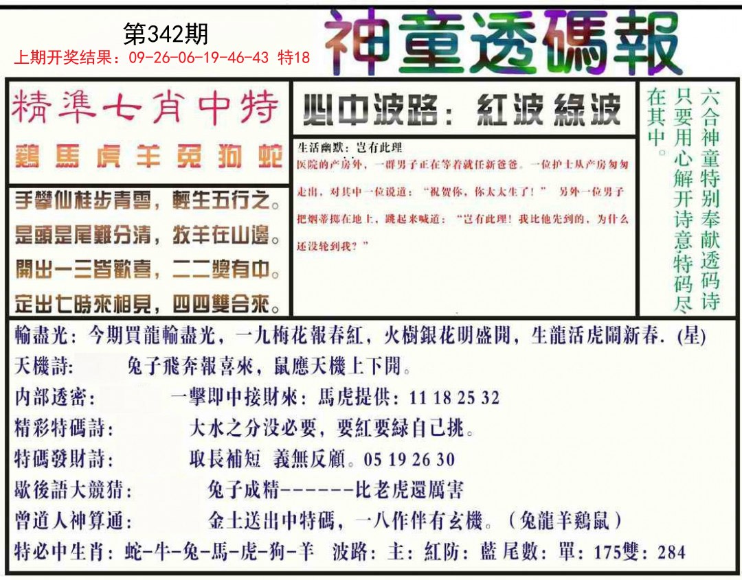 2024342期神童透码报