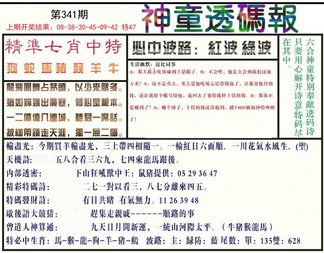 2024341期神童透码报