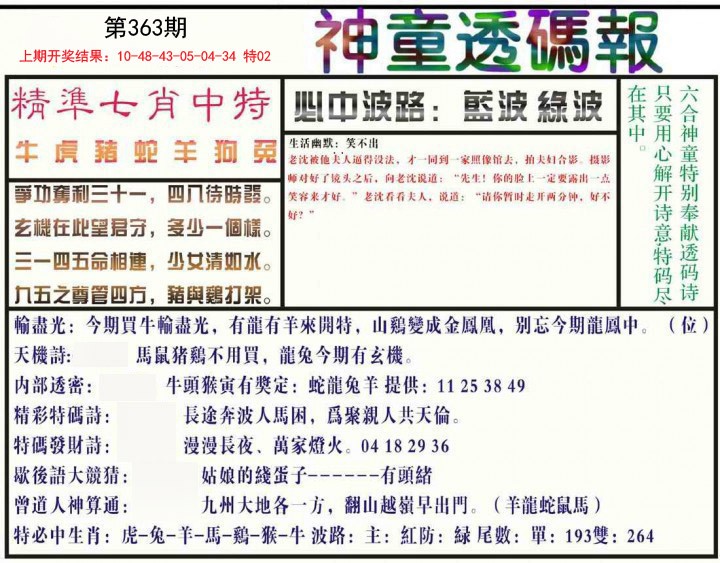 2024363期神童透码报
