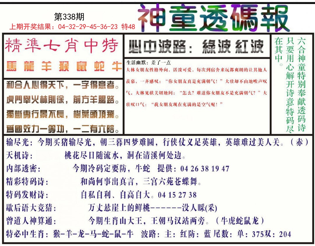 2024338期神童透码报
