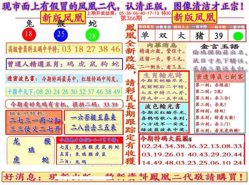 2024366期另二代凤凰报